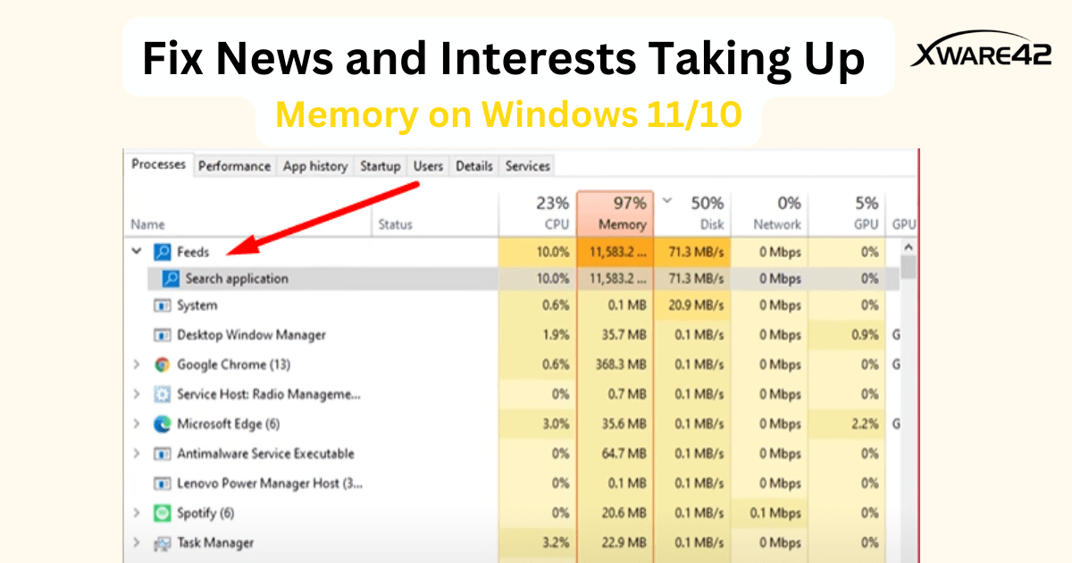 News and Interests Taking Up Memory on Windows 11/10